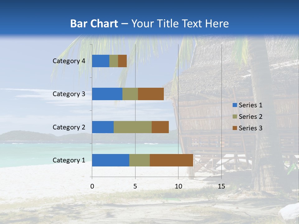 A Beach With A Hut And Palm Trees PowerPoint Template