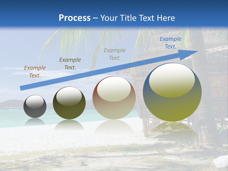 A Beach With A Hut And Palm Trees PowerPoint Template