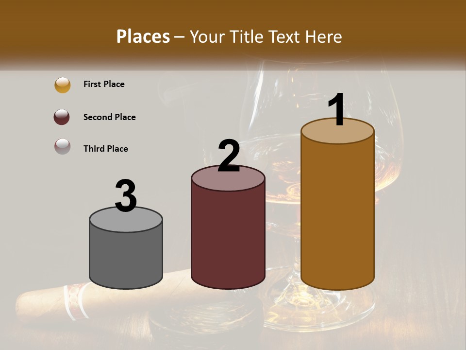 A Glass Of Wine And A Cigar On A Table PowerPoint Template