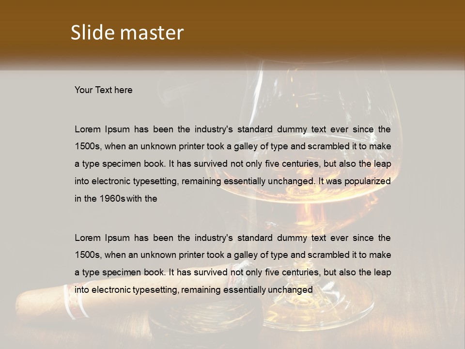 A Glass Of Wine And A Cigar On A Table PowerPoint Template