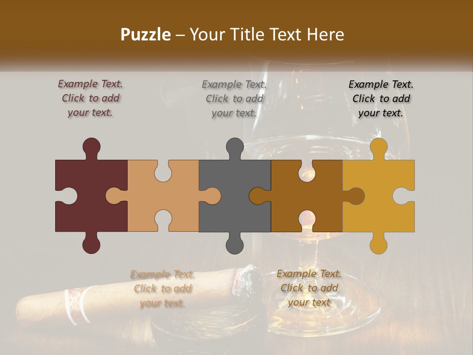 A Glass Of Wine And A Cigar On A Table PowerPoint Template
