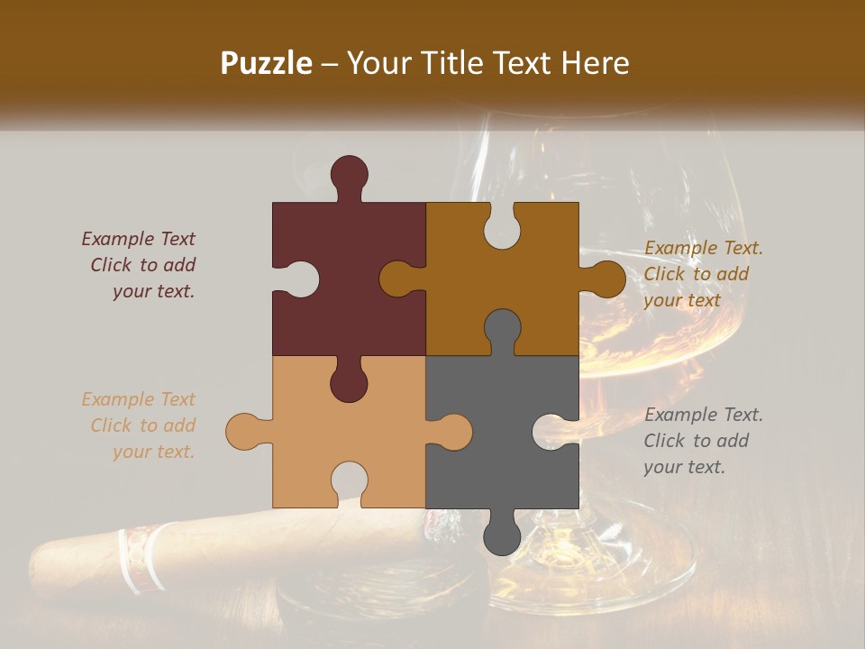 A Glass Of Wine And A Cigar On A Table PowerPoint Template
