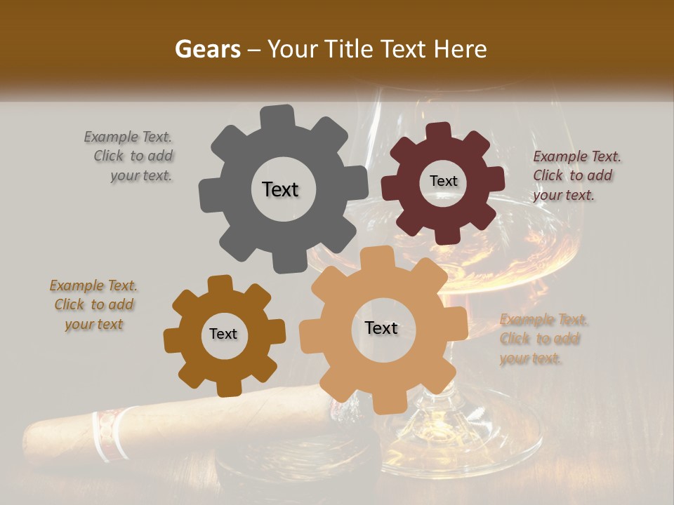 A Glass Of Wine And A Cigar On A Table PowerPoint Template
