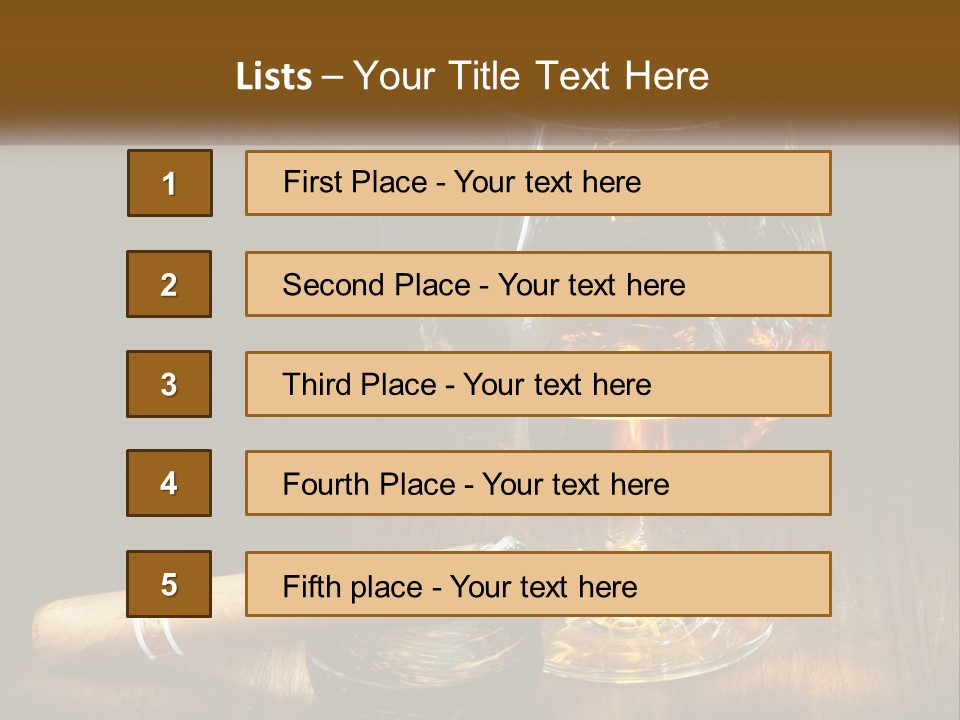 A Glass Of Wine And A Cigar On A Table PowerPoint Template