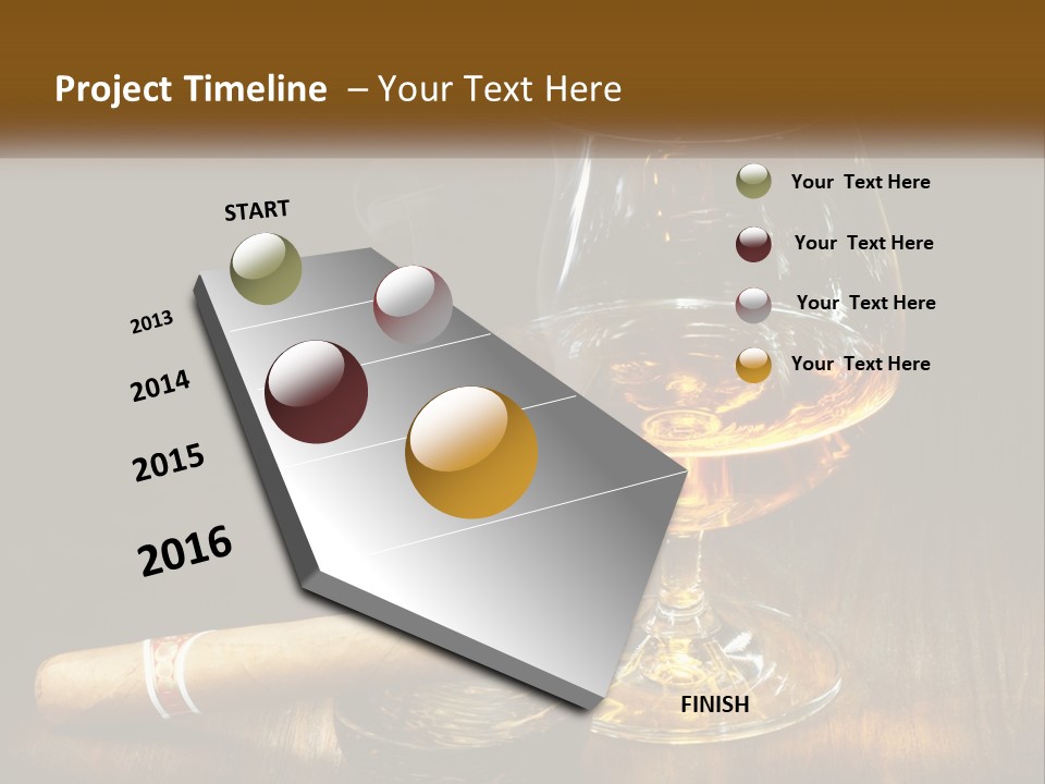 A Glass Of Wine And A Cigar On A Table PowerPoint Template