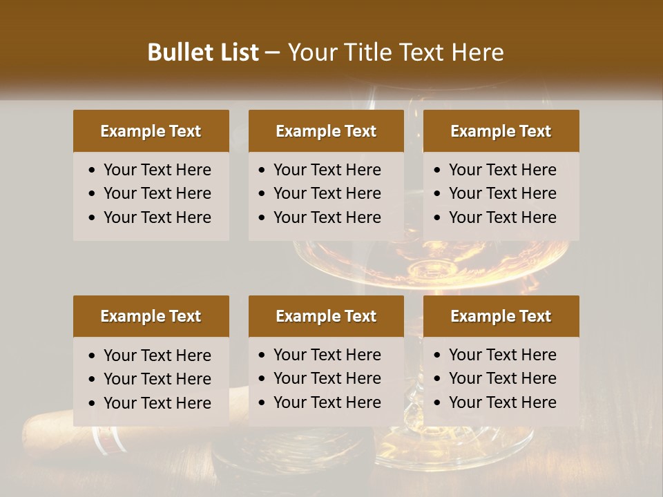 A Glass Of Wine And A Cigar On A Table PowerPoint Template