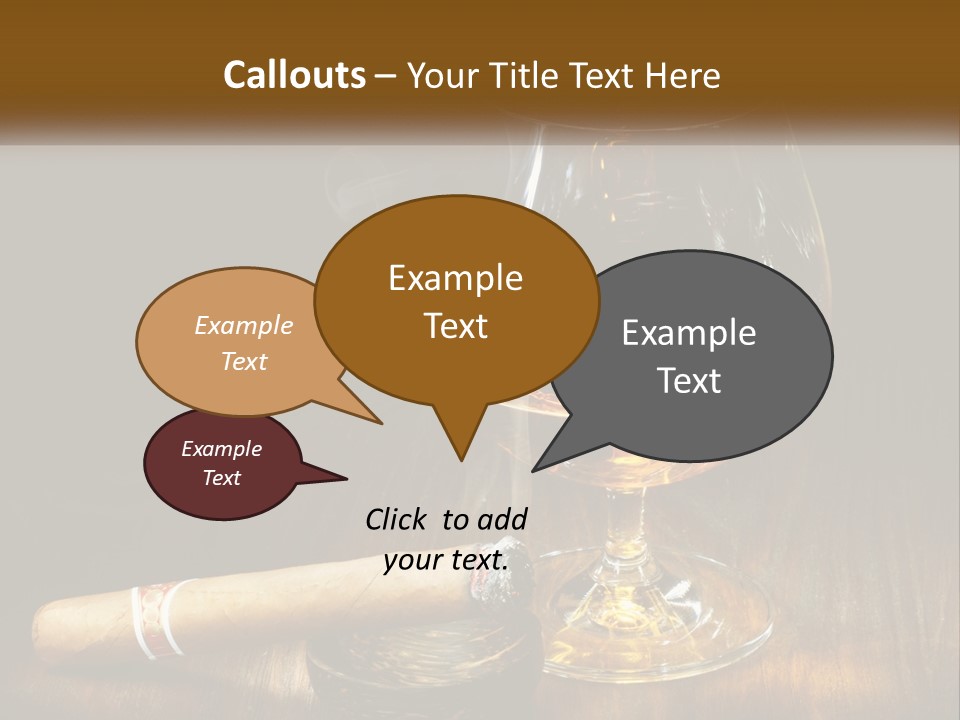 A Glass Of Wine And A Cigar On A Table PowerPoint Template
