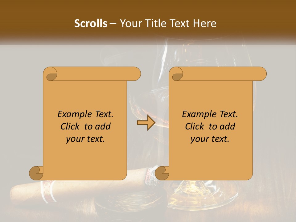 A Glass Of Wine And A Cigar On A Table PowerPoint Template