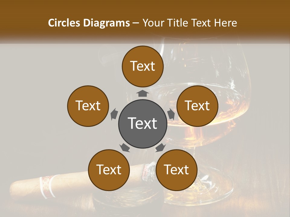 A Glass Of Wine And A Cigar On A Table PowerPoint Template