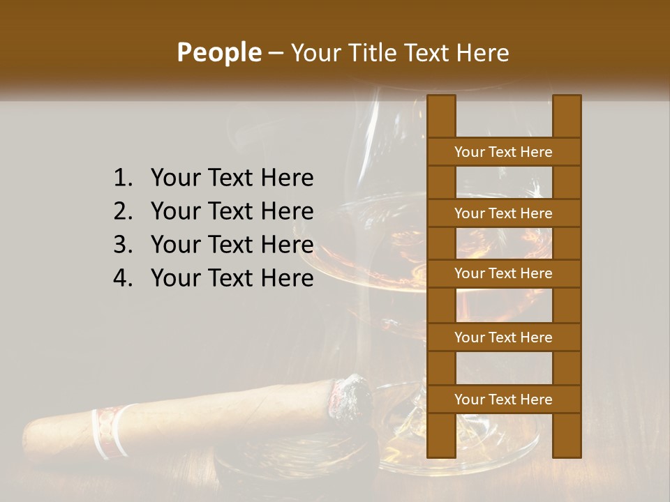 A Glass Of Wine And A Cigar On A Table PowerPoint Template