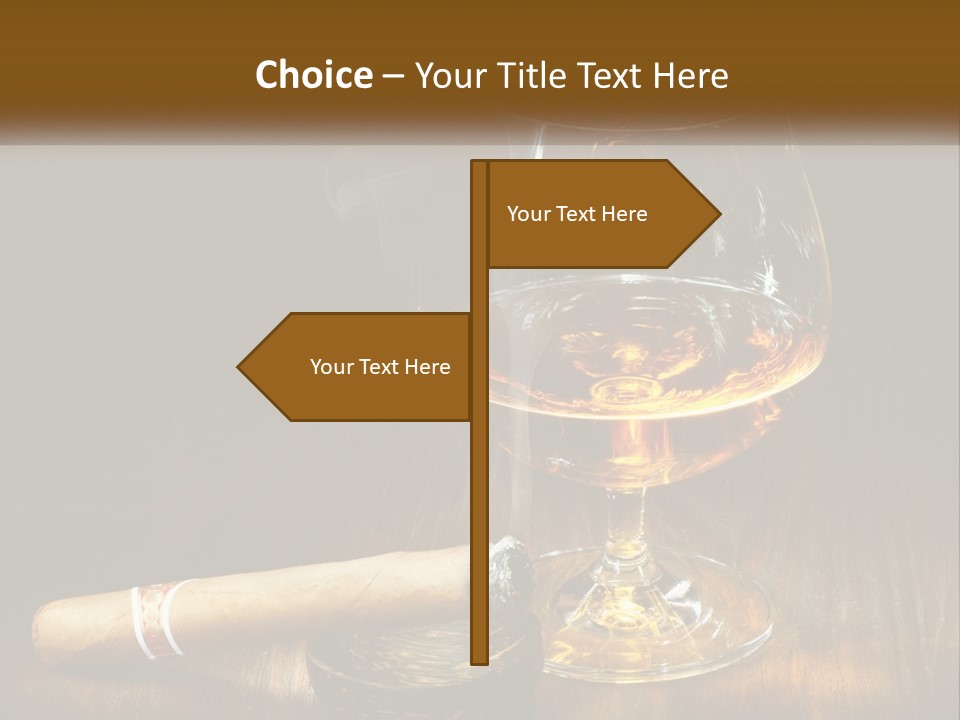 A Glass Of Wine And A Cigar On A Table PowerPoint Template