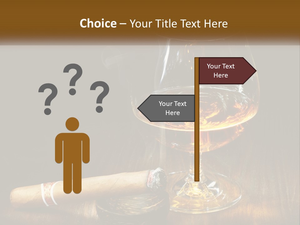 A Glass Of Wine And A Cigar On A Table PowerPoint Template