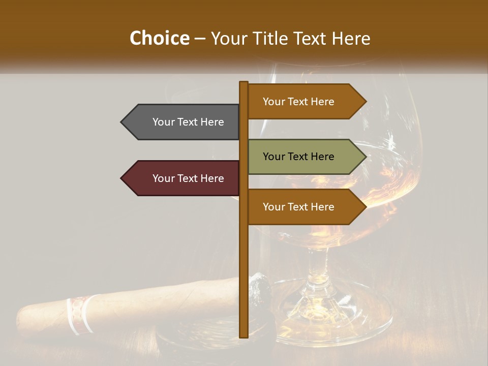A Glass Of Wine And A Cigar On A Table PowerPoint Template