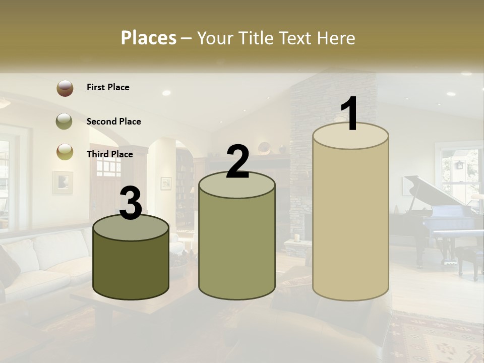 A Living Room Filled With Furniture And A Piano PowerPoint Template