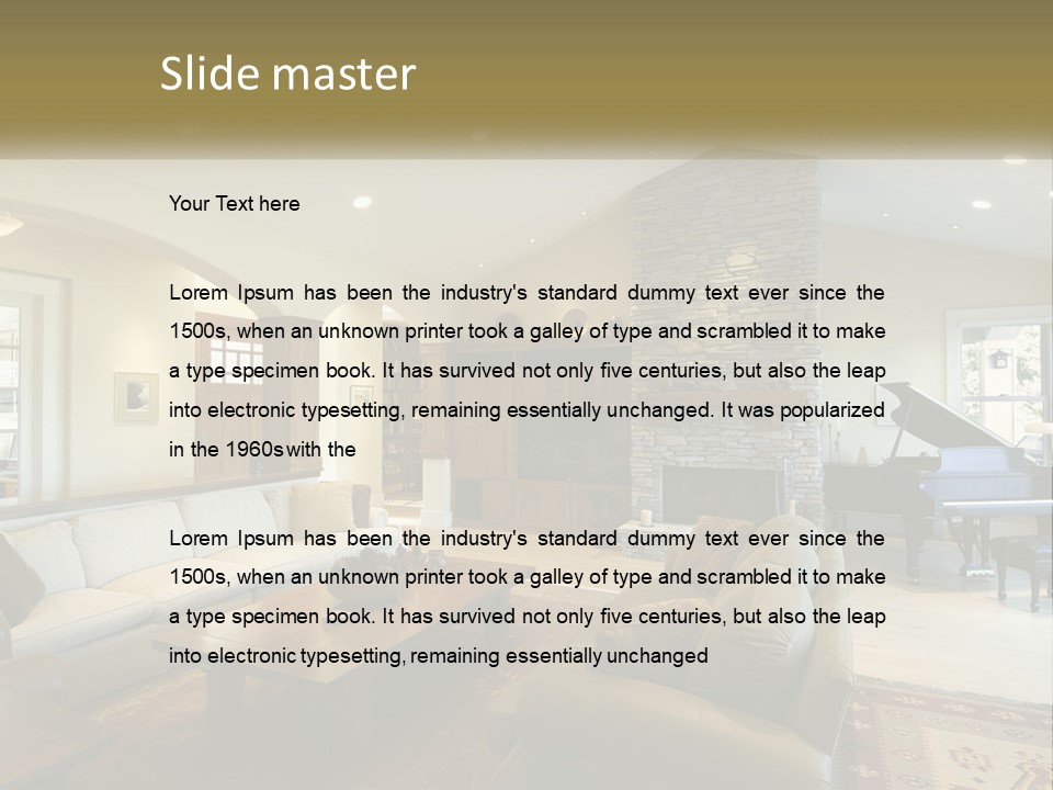 A Living Room Filled With Furniture And A Piano PowerPoint Template