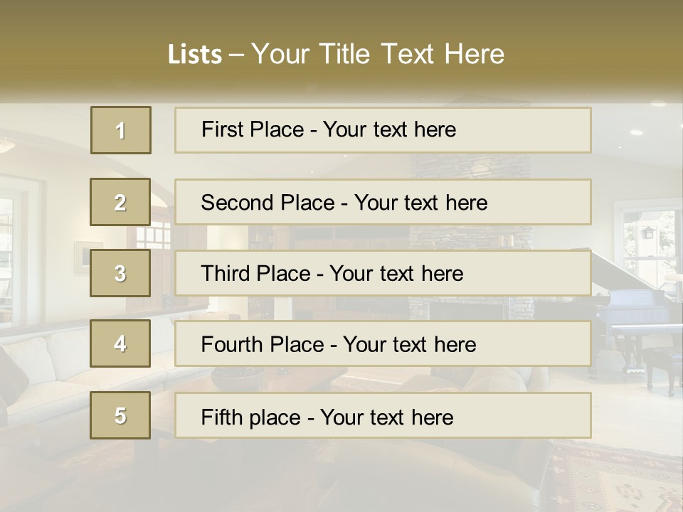 A Living Room Filled With Furniture And A Piano PowerPoint Template