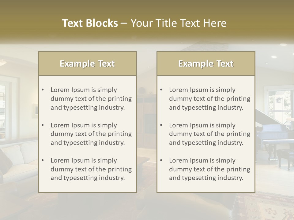 A Living Room Filled With Furniture And A Piano PowerPoint Template