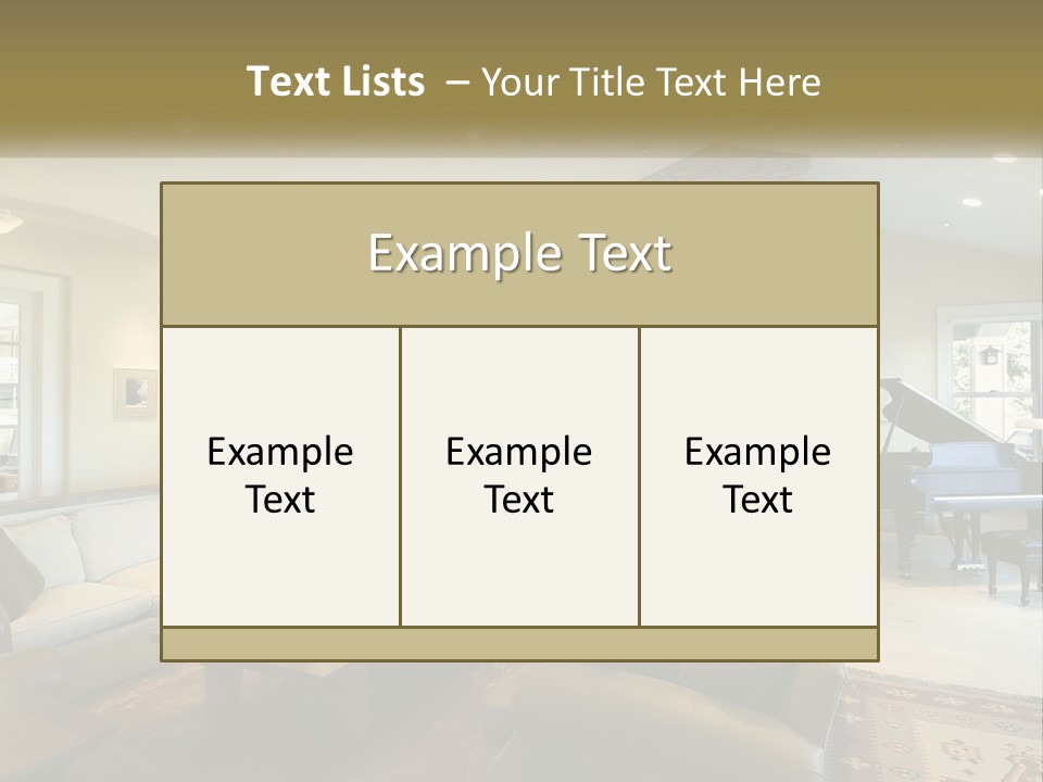 A Living Room Filled With Furniture And A Piano PowerPoint Template