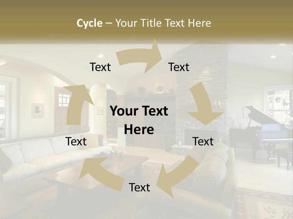 A Living Room Filled With Furniture And A Piano PowerPoint Template