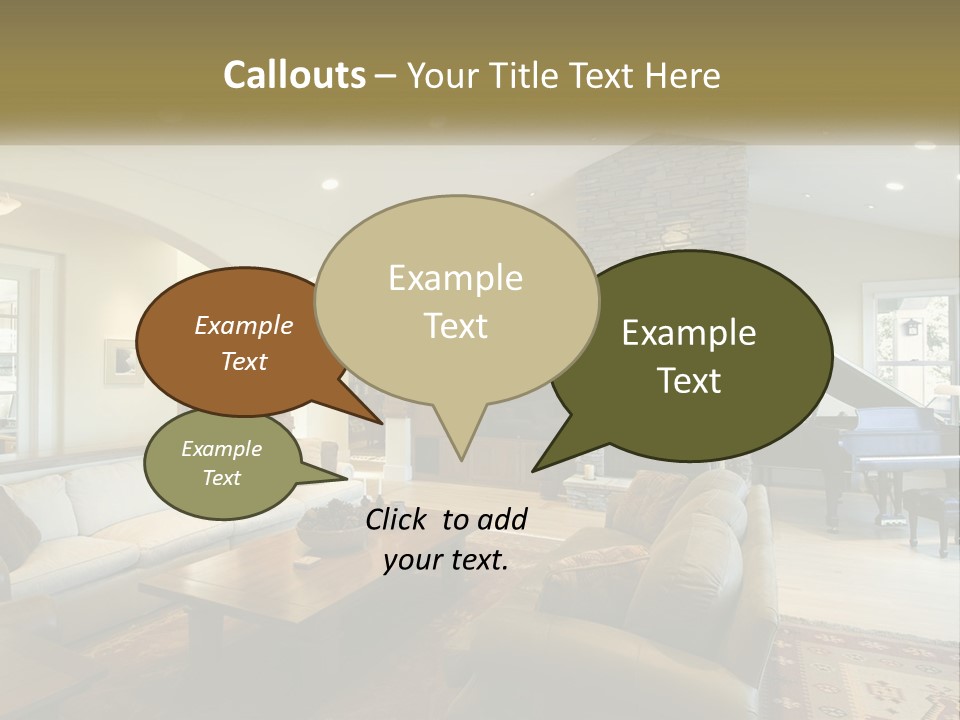 A Living Room Filled With Furniture And A Piano PowerPoint Template