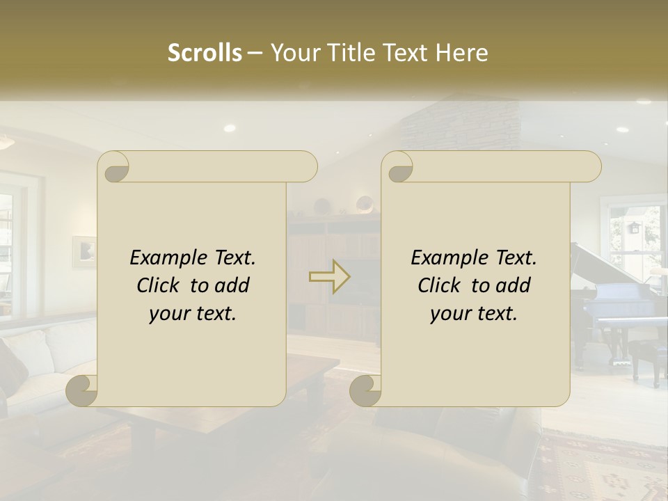 A Living Room Filled With Furniture And A Piano PowerPoint Template