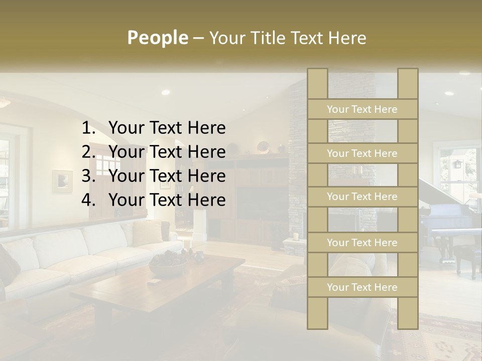 A Living Room Filled With Furniture And A Piano PowerPoint Template