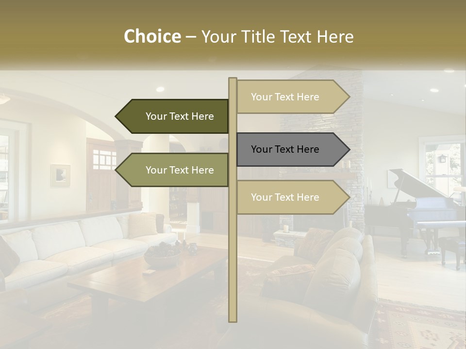 A Living Room Filled With Furniture And A Piano PowerPoint Template