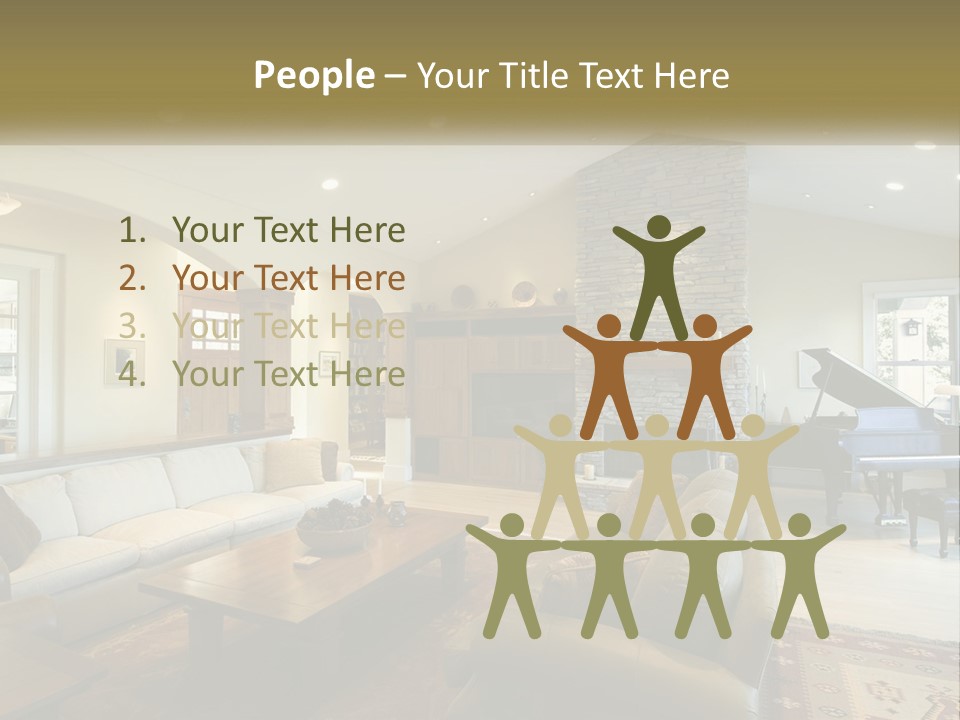 A Living Room Filled With Furniture And A Piano PowerPoint Template