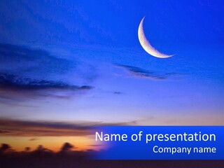 A Blue Sky With A Half Moon In The Middle Of It PowerPoint Template