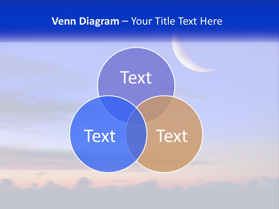 A Blue Sky With A Half Moon In The Middle Of It PowerPoint Template