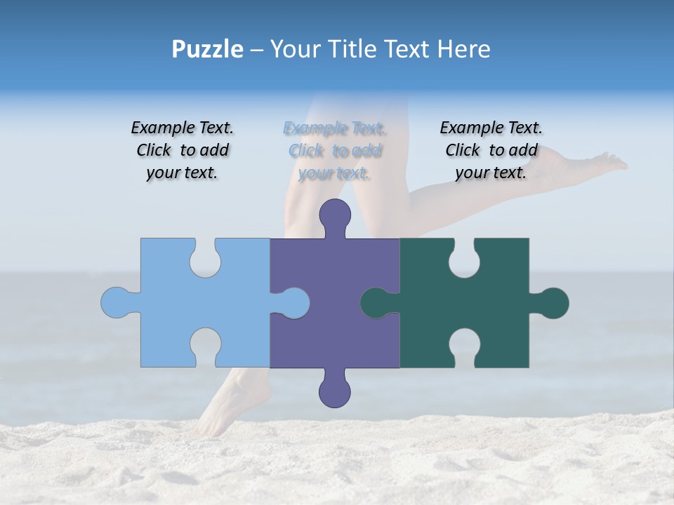 A Woman Running On The Beach With Her Feet In The Sand PowerPoint Template