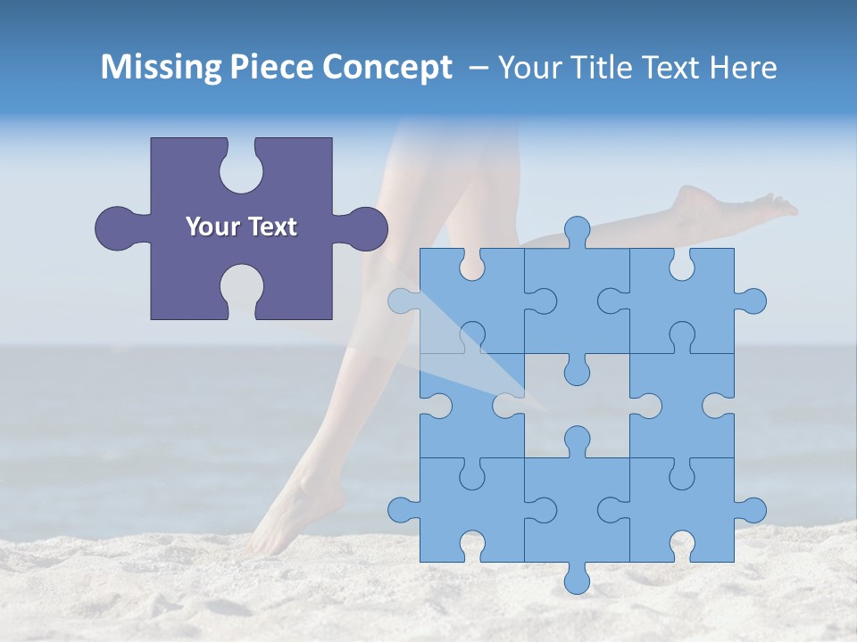 A Woman Running On The Beach With Her Feet In The Sand PowerPoint Template