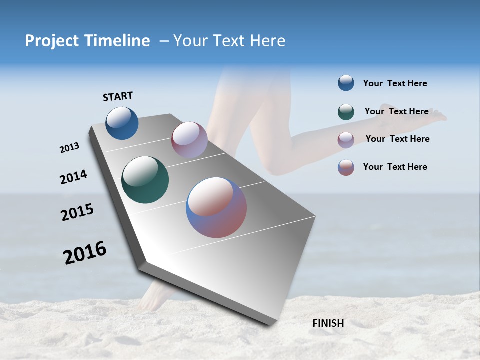 A Woman Running On The Beach With Her Feet In The Sand PowerPoint Template