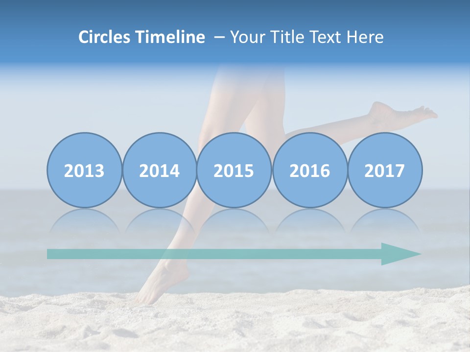 A Woman Running On The Beach With Her Feet In The Sand PowerPoint Template