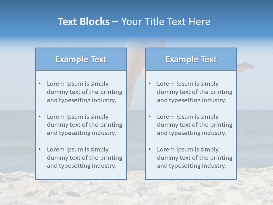 A Woman Running On The Beach With Her Feet In The Sand PowerPoint Template