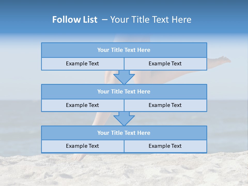 A Woman Running On The Beach With Her Feet In The Sand PowerPoint Template