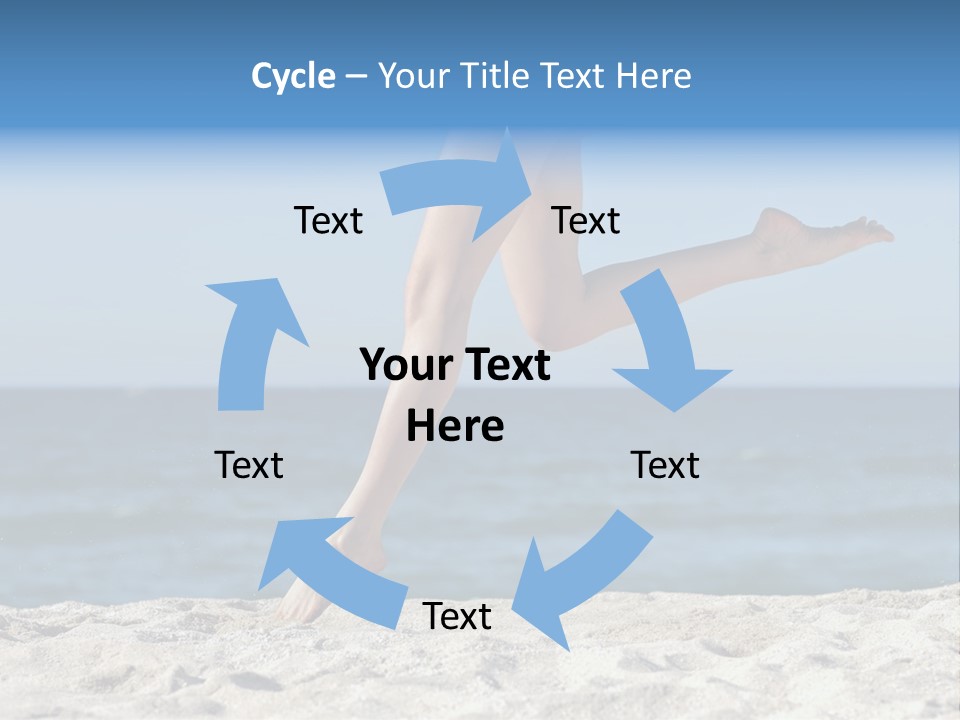 A Woman Running On The Beach With Her Feet In The Sand PowerPoint Template