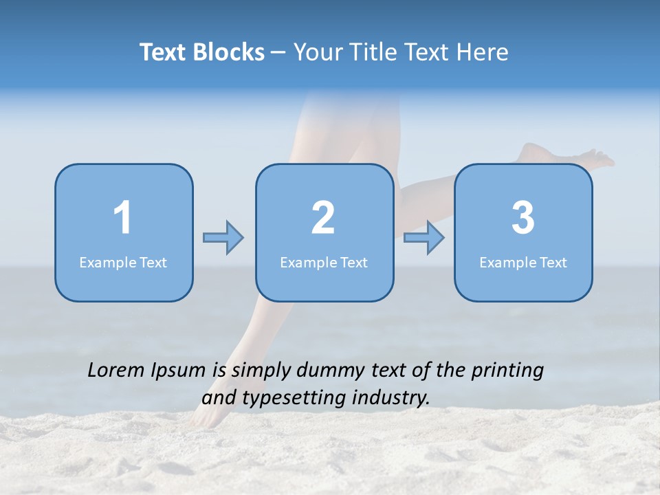 A Woman Running On The Beach With Her Feet In The Sand PowerPoint Template