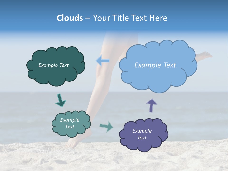 A Woman Running On The Beach With Her Feet In The Sand PowerPoint Template