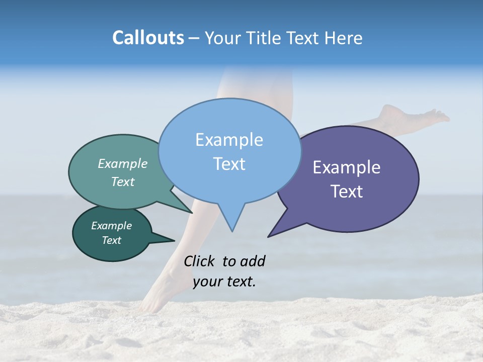 A Woman Running On The Beach With Her Feet In The Sand PowerPoint Template