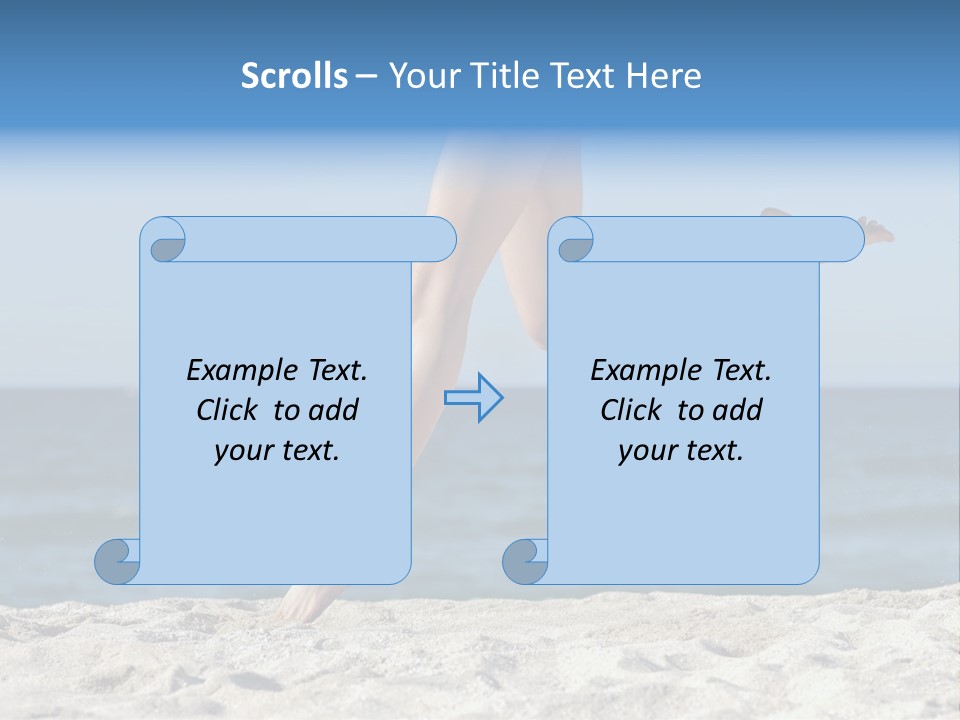 A Woman Running On The Beach With Her Feet In The Sand PowerPoint Template