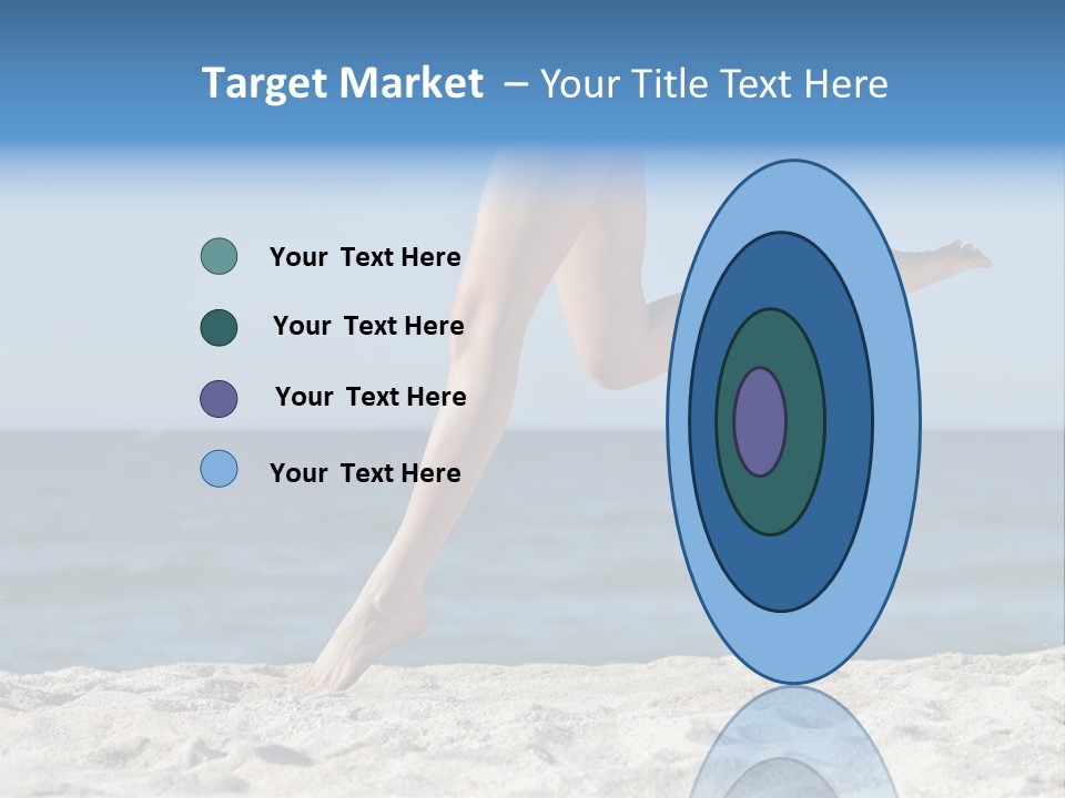A Woman Running On The Beach With Her Feet In The Sand PowerPoint Template