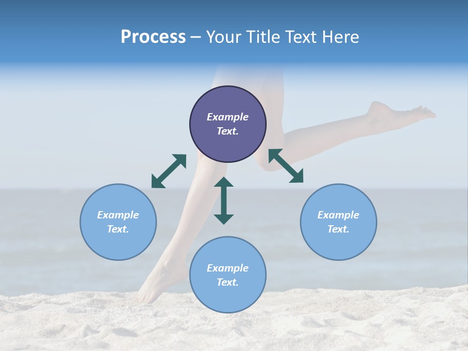 A Woman Running On The Beach With Her Feet In The Sand PowerPoint Template