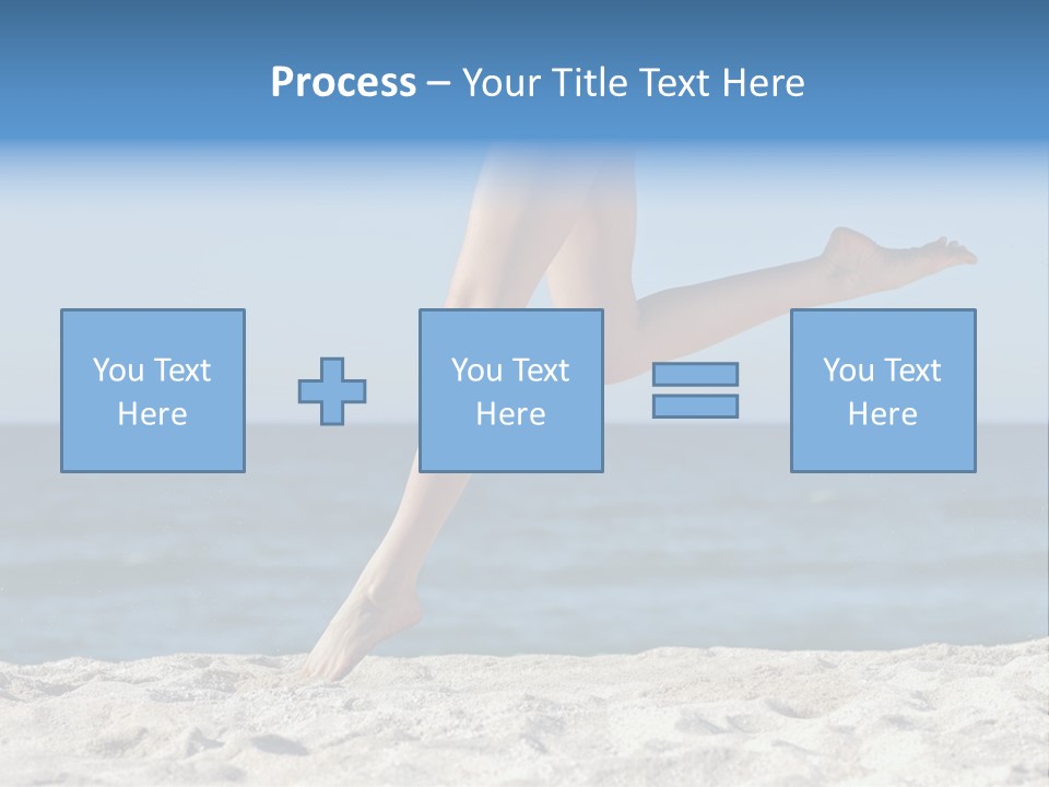 A Woman Running On The Beach With Her Feet In The Sand PowerPoint Template
