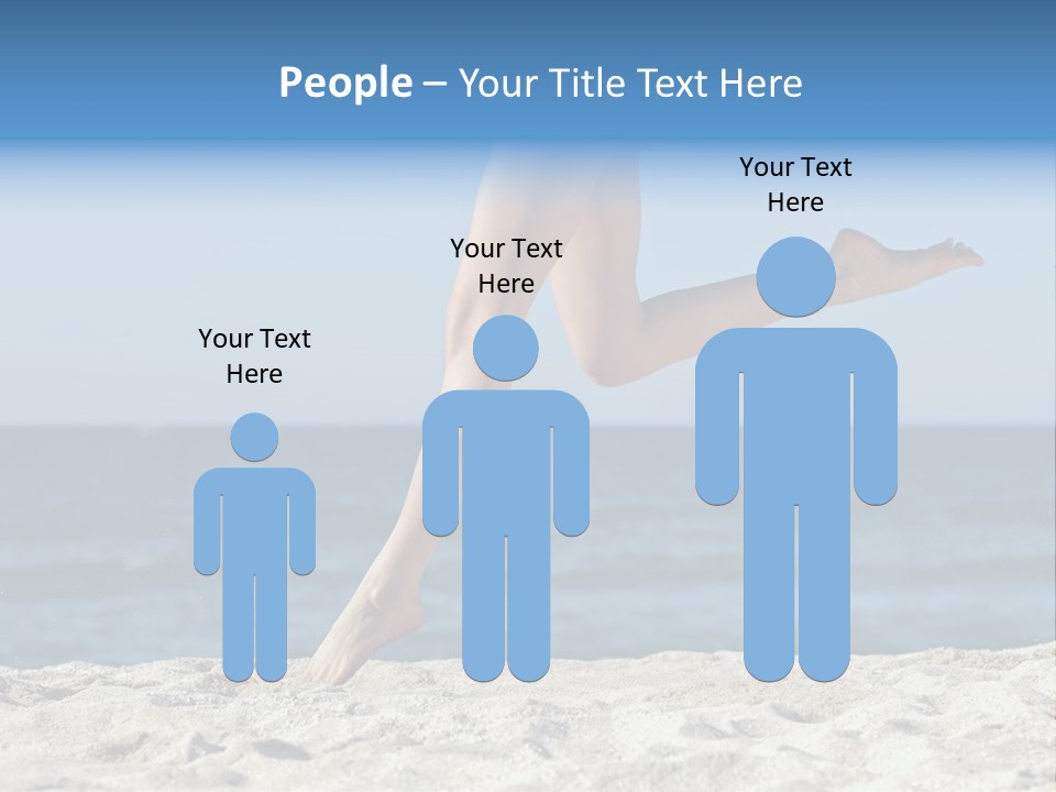 A Woman Running On The Beach With Her Feet In The Sand PowerPoint Template