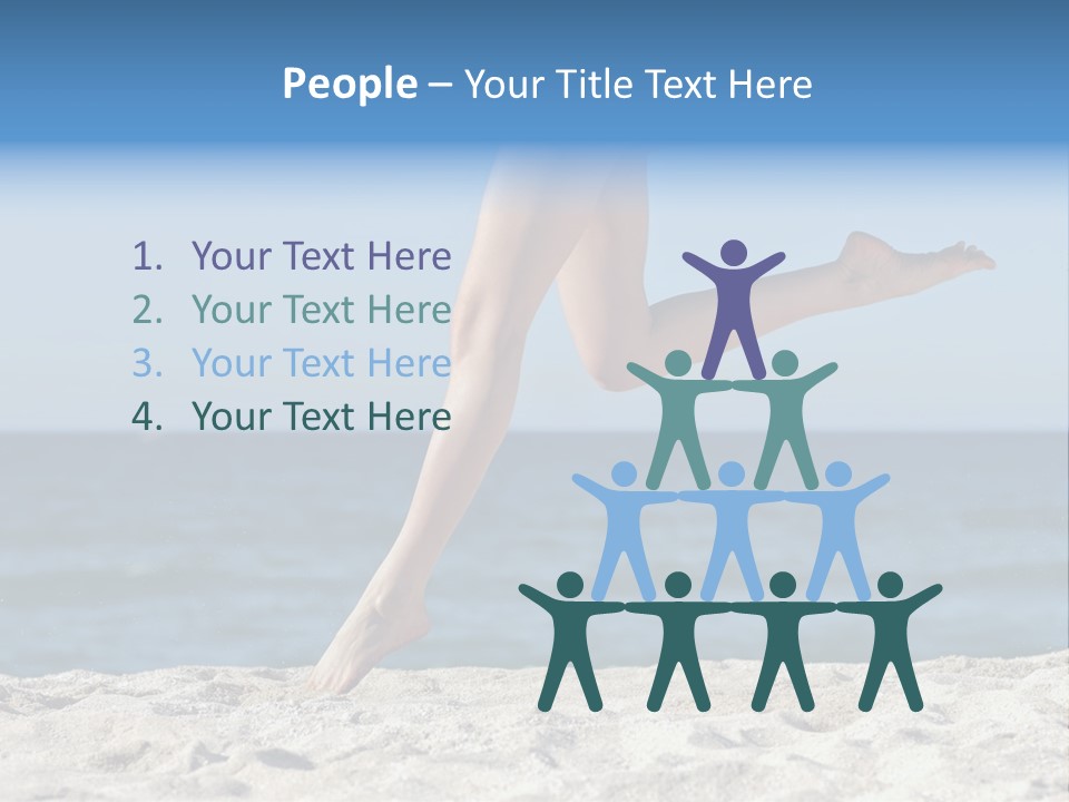 A Woman Running On The Beach With Her Feet In The Sand PowerPoint Template