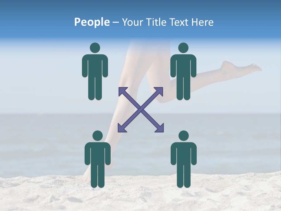 A Woman Running On The Beach With Her Feet In The Sand PowerPoint Template