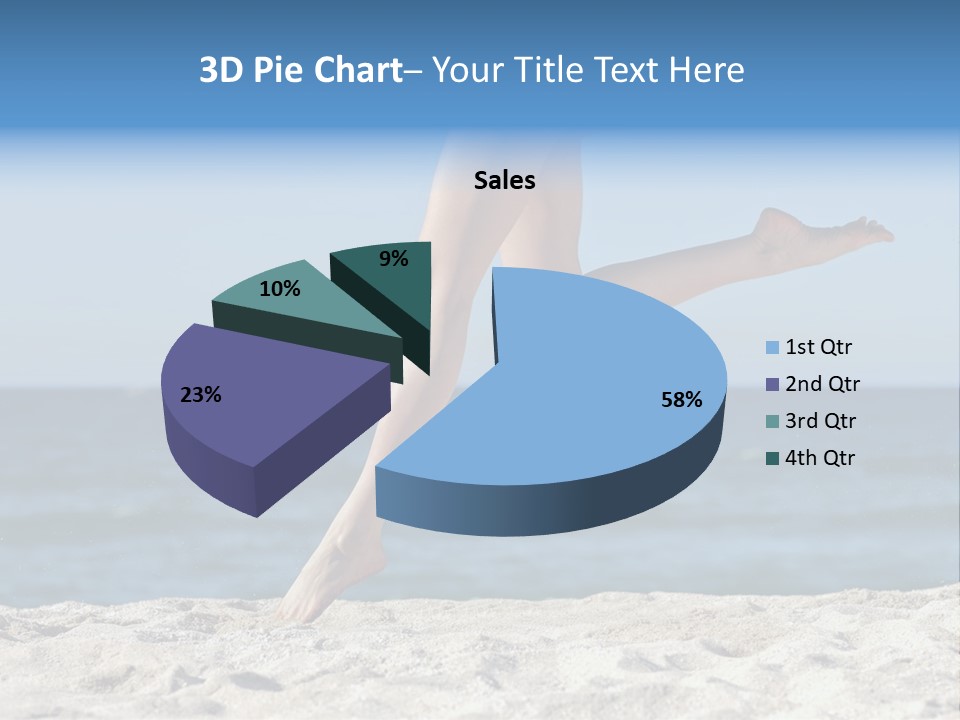 A Woman Running On The Beach With Her Feet In The Sand PowerPoint Template