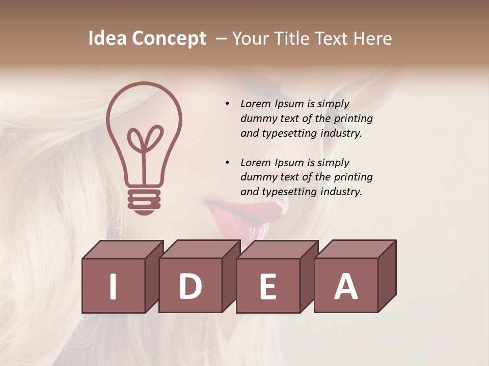 A Woman With Long Blonde Hair And Red Lipstick PowerPoint Template