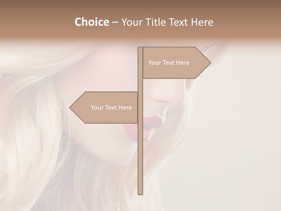 A Woman With Long Blonde Hair And Red Lipstick PowerPoint Template